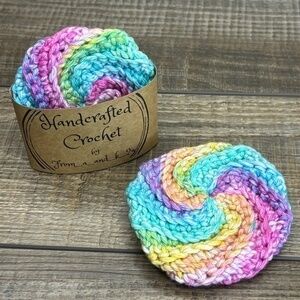 Handcrafted Crochet Spiral Tawashi Scrubbies Set Cotton Yarn Handmade Knit